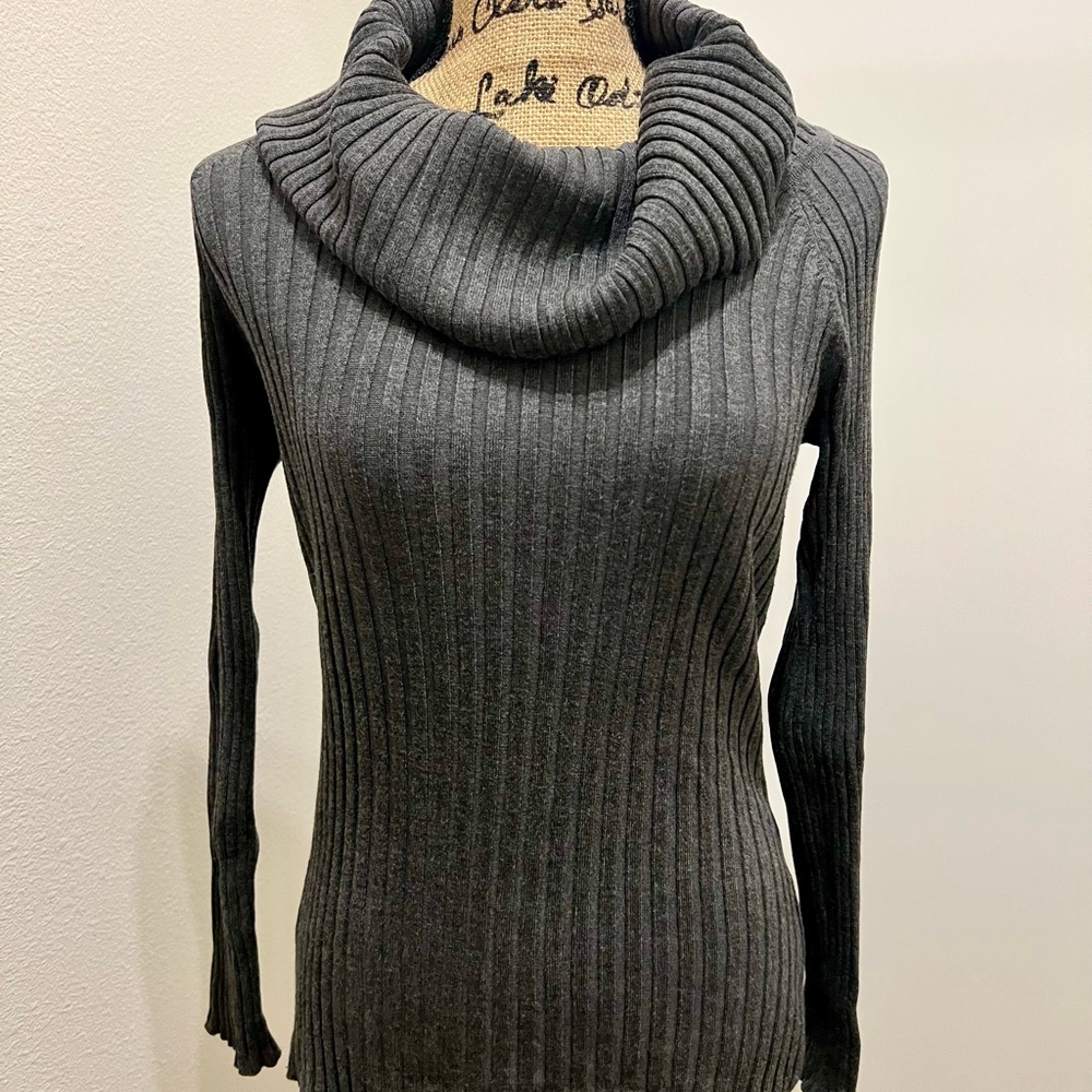 INC International Concepts Charcoal Cowl Neck Sweater